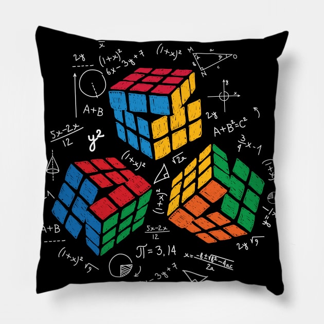 Rubik's Cube algorithm rubik's cube impossible math Rubiks Cube Rubik Cube Retro Colorful / son Cube Game /  math kids gift  / Fun Gift for Cuber Spinning Rubix / rubik's cube present Pillow by Anodyle