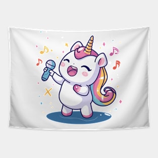 Cute unicorn singing Tapestry