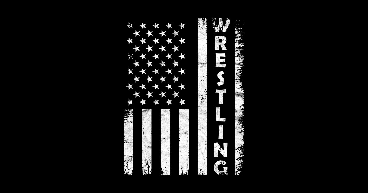 Wrestling Vintage USA Flag, Wrestling Wrestling Sticker TeePublic