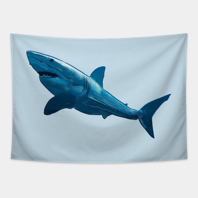 Your Friendly Neighborhood Shark Tapestry by laceylschmidt