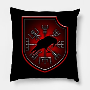 VIKING SHIELD 16 - VEGVISIR COMPASS - RAVEN Pillow