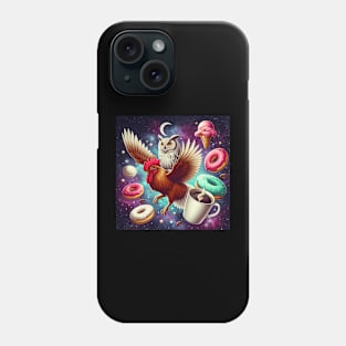 Outer Space Owl Riding Chicken Unicorn - Donuts Phone Case