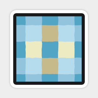 irregular gingham pattern in blue and beige Magnet