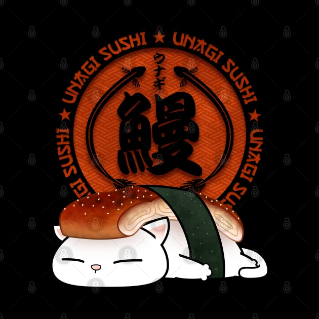 Chubby Cat Unagi Sushi by Takeda_Art