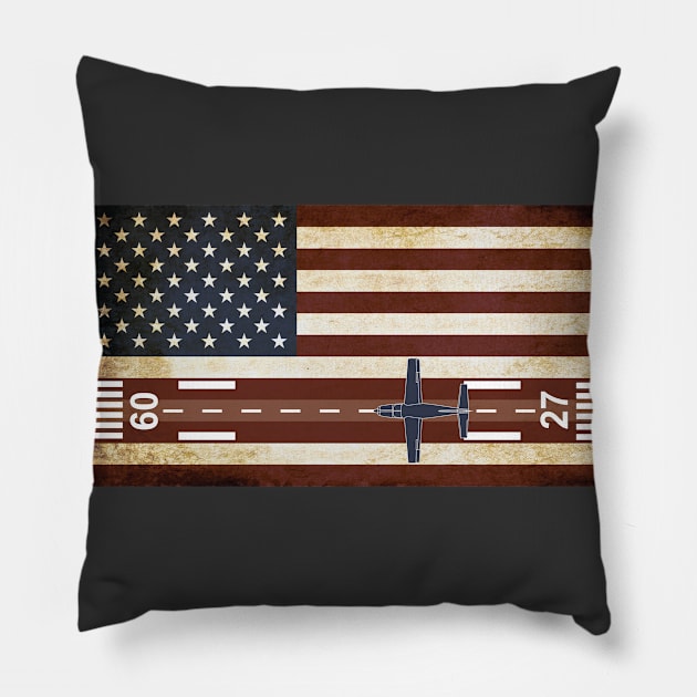 Patriotic Airplane with airport Pillow by zehrdesigns