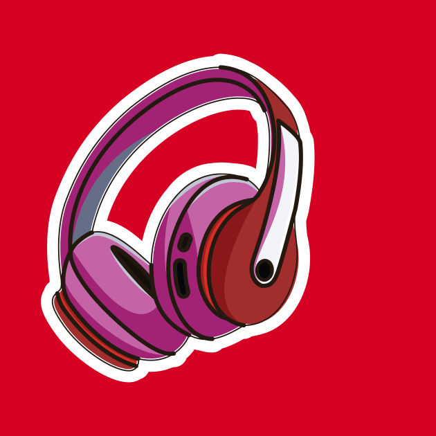 Wireless Headphone Sticker for Games and Music vector illustration. Sports and recreation or technology object icon concept. Sports headphone sticker vector design with shadow. by AlviStudio