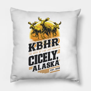 Distressed KBHR The voice of the last frontier Cicely alaska Pillow