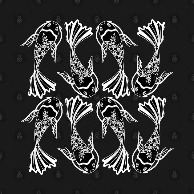 Koi Fish Pattern Black and White Palette by HLeslie Design