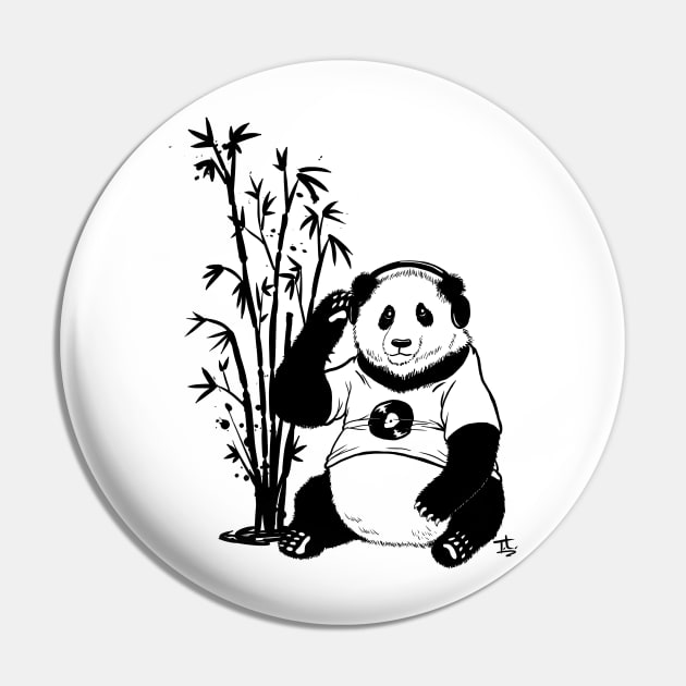 Panda With Headphones Pin by ThompsonTom Tees