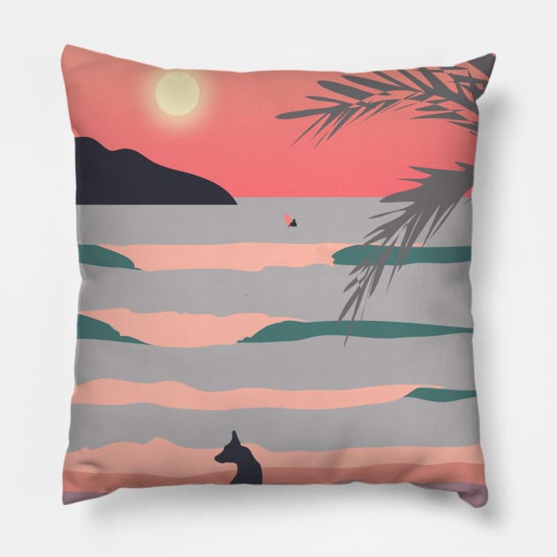 Pink Sunset in Sayulita, Mexico Pillow by lymancreativeco