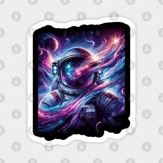 Cosmic Voyage - An Astronaut In Space Magnet by Graphic Wonders Emporium