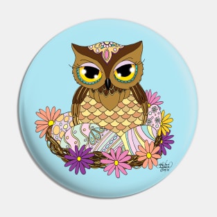 Easter Eggs Owl Pin