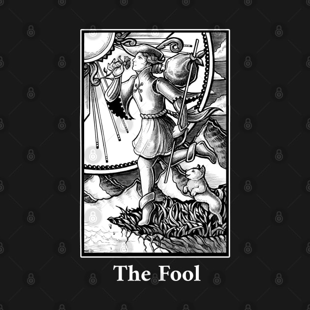 The Fool Tarot - White Outline by Nat Ewert Art