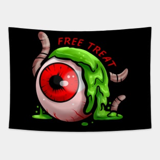 Free Treat Big Eyeball Green Slime Earthworm Halloween Tapestry