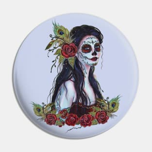 Day of the dead Lila tattooed lady by Renee Lavoie Pin