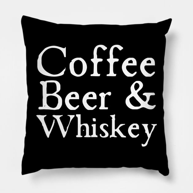 Coffee Beer Whiskey Pillow by HobbyAndArt