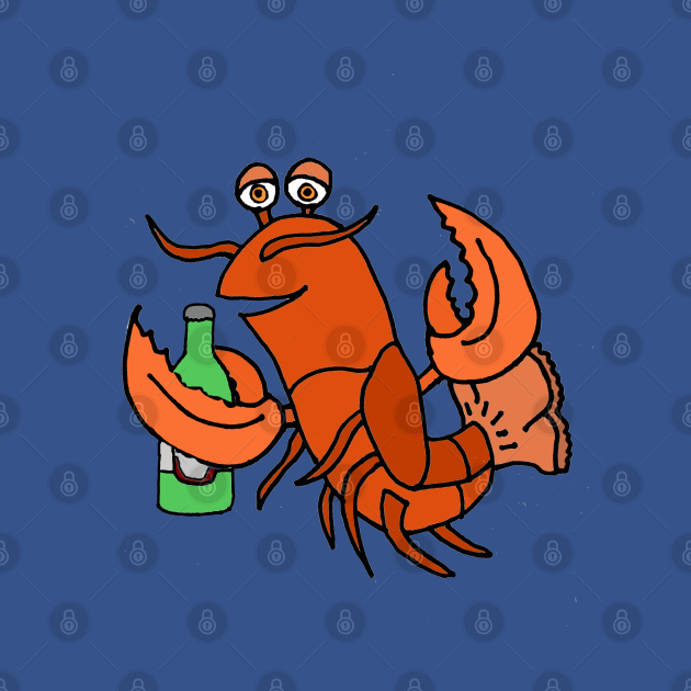 Funny lobster drinking beer Cartoon Lobster Long Sleeve TShirt
