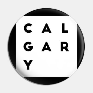 Calgary | White square, black letters | Canada Pin