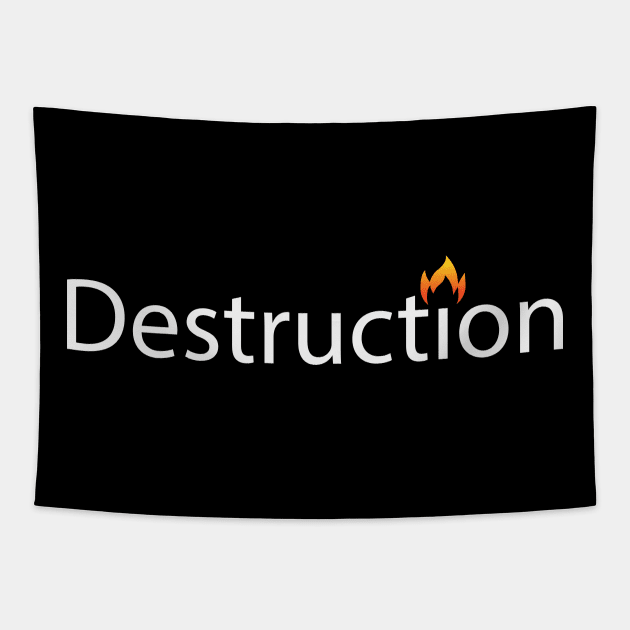 Destruction artistic text design Tapestry by BL4CK&WH1TE 