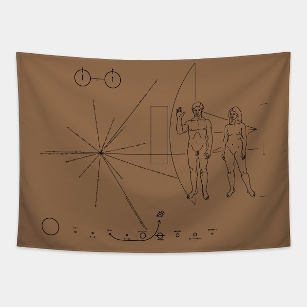 Nasa Pioneer Space Craft Plaque Alien Message Tapestry by podartist