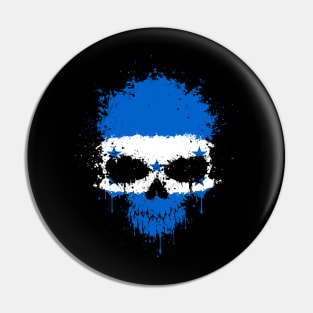 Chaotic Honduran Flag Splatter Skull Pin