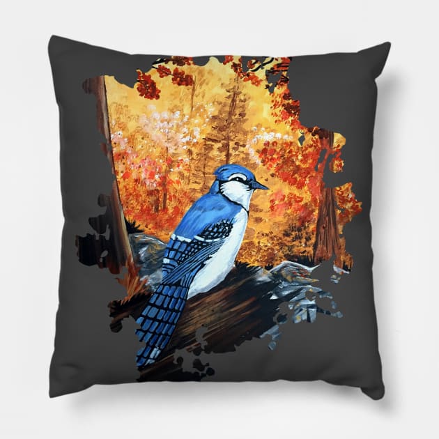 Blue Jay Life Pillow by adamzworld