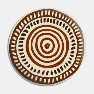 African Mudcloth Ethnic Pattern Circle Pin