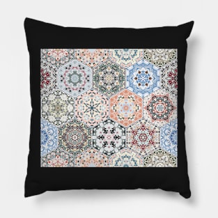 Hexagonal Oriental and ethnic motifs in patterns. Pillow