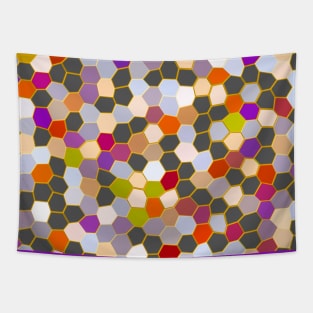 Colorful Orange, Purple, Grey, Yellow, Blue Mosaic Tapestry