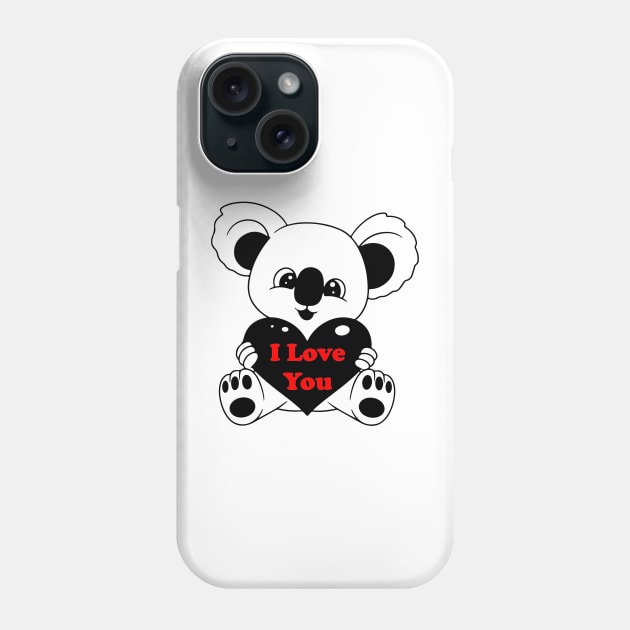 Valentine's Baby Koala Bear holding a heart. Phone Case by Rafy's Designs