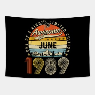 Awesome Since June 1989 Vintage 34th Birthday Tapestry