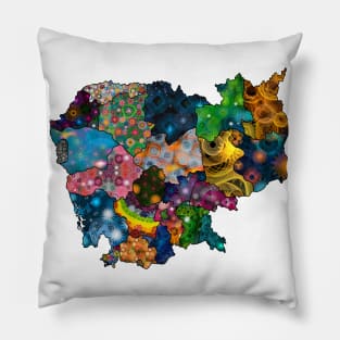 Spirograph Patterned Cambodia Provinces Map Pillow