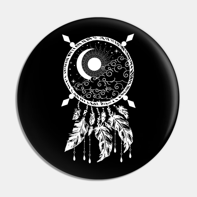 Sun and Moon Dreamcatcher Pin by CelestialStudio