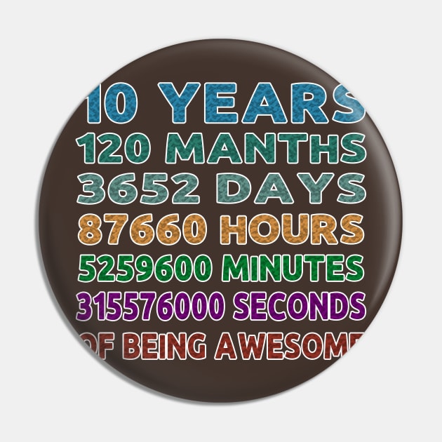 10 Years Old 10th Birthday Vintage Pin by bakry