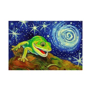 Gecko Impressionism starry sky T-Shirt