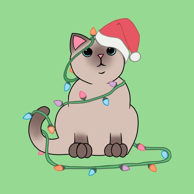 Siamese Cat Christmas lights funny cat lover xmas hat by xenotransplant