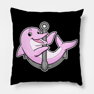 Dolphin with Anchor Pillow