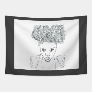 CurlyGirl Kinky Natural Hair Afro Puff Drawing T Shirt Tapestry