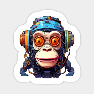 Cartoon monkey robot. T-Shirt, Sticker. Magnet