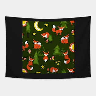 little fox in the forest Tapestry