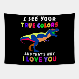 I See Your True Colors T REX Autism Awareness Design Tapestry