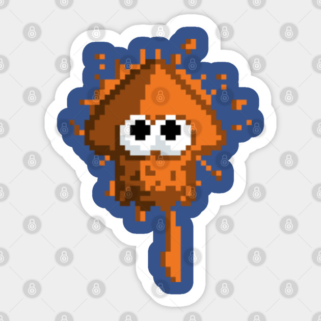 pixel squid orange splatoon sticker teepublic au teepublic