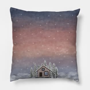 Silent snow night Pillow