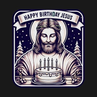 Happy Birthday Jesus Make A Wish Birthday Cake White Christmas T-Shirt