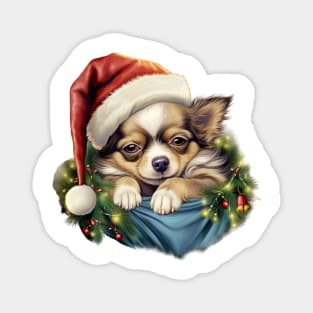 Lazy Chihuahua Dog at Christmas Magnet