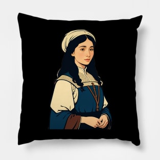 Wholesome Medieval Merchant Woman Pillow