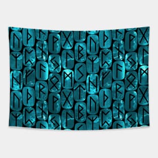 Elder Futhark Rune Stones in Teal Tapestry