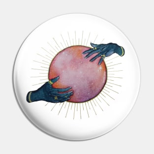 Watercolor Halloween Galaxy Crystal Ball Pin