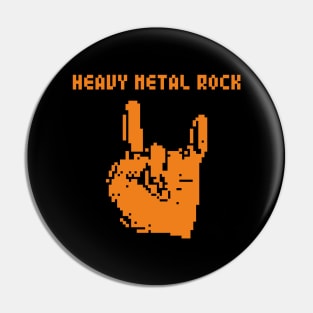 Heavy Metal Rock pixel art (orang print) Pin