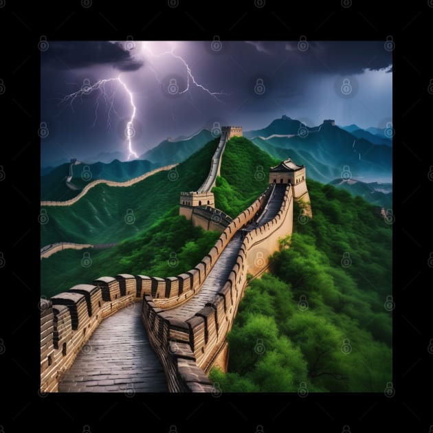 Iconic World Landmarks During A Thunderstorm: Great Wall Of China by Musical Art By Andrew